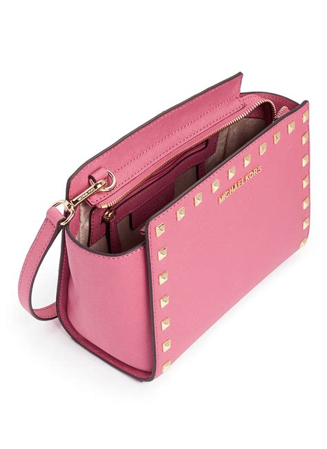 michael michael kors selma stud medium messenger pale pink|Michael michael kors medium selma messenger .